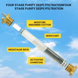 TUXING 300Bar Compressor Oil Water Filter Separator Purify Air Oil Stains for 4500Psi Diving Equipment L350mm*OD49mm*ID36mm