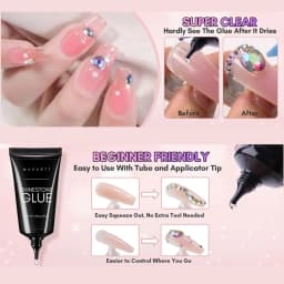 2PCS Nail Rhinestone Glue for Nails ,Makartt Super Strong Gel Glue for Rhinestones,3D Art Charm Decorations Bling Gem Bow Jewels