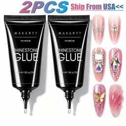 2PCS Nail Rhinestone Glue for Nails ,Makartt Super Strong Gel Glue for Rhinestones,3D Art Charm Decorations Bling Gem Bow Jewels
