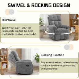 Recliner Chair, Swivel Rocker Recliner Chair for Adults, Small Recliners for Small Spaces, Manual Recliner, Customized