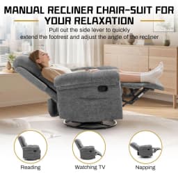 Recliner Chair, Swivel Rocker Recliner Chair for Adults, Small Recliners for Small Spaces, Manual Recliner, Customized