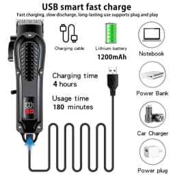 Professional Cordless Hair Clipper for Men Electric Barber Clipper & Trimmer Rechargeable Men's Hair Cutting Tools