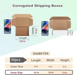50pcs 6x4x2 Inches Black Small Shipping Boxes, Cardboard Corrugated Gift Mailer Boxes for Packaging Small Business Mailing Prese