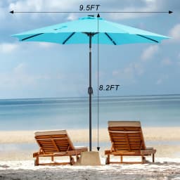 JHK 10FT Solar Patio Umbrella with 32 LED Lights UV-Resistant Outdoor Table Umbrella with Tilt and Crank for Backyard Garden
