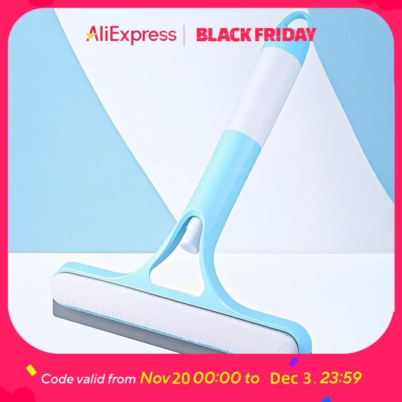 3-in-1 Window Cleaning Kit - Dual-Sided Glass Scrubber with Squeegee & Spray Bottle for Mirrors, Shower Doors, No-Streak (Blue/B