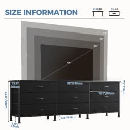 JHK Cabinet For Living Room With 9 Fabric Drawers Long Entertainment Center Up to 75 Inch TV Storage Display Of Furniture