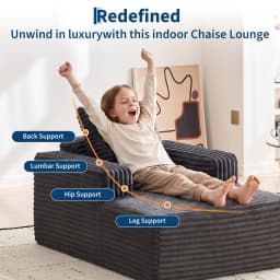 45'' Corduroy Cloud Chaise Lounge Sofa, Deep Seat Reading Chair With Wide Armrests, Back Pillow, No-Assembly Couch