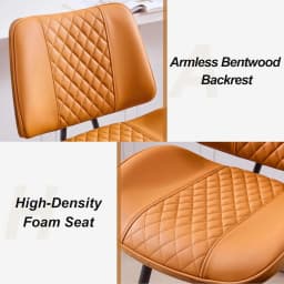 Counter Height Barstools Set of 3, 26.9" Armless Stools with Metal Legs, Walnut Pub Chair in Modern Style, Customized