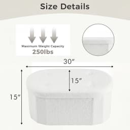 JHK 30/43IN Folding Storage Ottoman Bench with Storage Teddy Fabric Storage Chest for Bedroom End of Bed Foot Rest Bench Stool with Cushion for Home Entryway