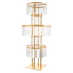 5 Tiers Gold/Silver Wedding Centerpieces Flower Stand Vase Centerpiece Acrylic Flower Stand with Hanging Acrylic