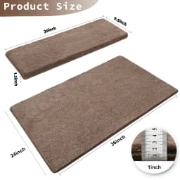 Bullnose Non-Slip Stair Treads -Ultra Plush- Washable Self-Adhesive Carpet Mats, Safety for Elderly & Pets, Peel & Stick Decor