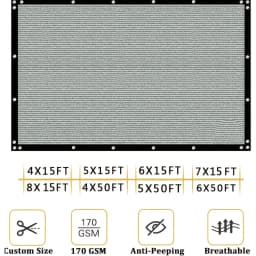 4/5/6/7/8ft Privacy Fence Screen,Privacy Net,Heavy Duty Fencing Mesh Shade Net Cover for Wall Garden Yard Backyard,Gray