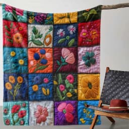 Vintage Floral Print Patchwork Flannel Blanket - Soft and Warm All Seasons Sofa Bed Car Camping Office Throw Blanket