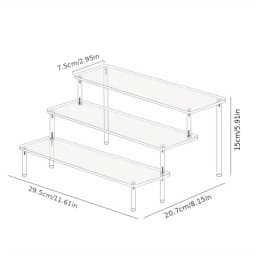 3-Tier Clear Acrylic Display Stand Jewelry Makeup Cupcake Organizer Transparent Shelf Sturdy Base Space-Saving Storage