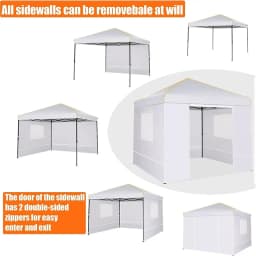 10x10FT Pop Up Canopy Tent with Sidewalls and Roll-up Ventilated Windows with Mosquito Net, Ez Outdoor Commercial Instant Gazebo