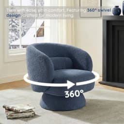 360° Swivel Barrel Chair with Arms Curved Back Lumbar Cushion Comfy Boucle Small Space Living Room Bedroom, Customized