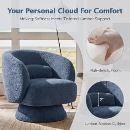 360° Swivel Barrel Chair with Arms Curved Back Lumbar Cushion Comfy Boucle Small Space Living Room Bedroom, Customized