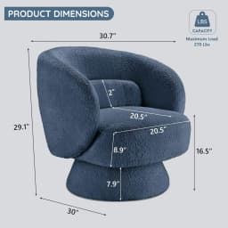 360° Swivel Barrel Chair with Arms Curved Back Lumbar Cushion Comfy Boucle Small Space Living Room Bedroom, Customized