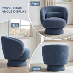 360° Swivel Barrel Chair with Arms Curved Back Lumbar Cushion Comfy Boucle Small Space Living Room Bedroom, Customized
