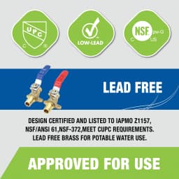 KING SMART 3/4" PEX A Ball Valve with Drop-Ear CUPC NSF Lead Free Certified; for Hot & Cold Water; Lead Free Brass 2 Pcs; 80286