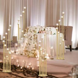 2pcs 9 Arm Candelabra Floor Candle Holders Tall Set for Wedding Gold Candelabras Candle Stand