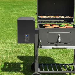 Pellet Smoker Hopper Assembly Kit, Precision Temperature Control 180-450℉ Dual-Functional Wind Mechanism for Yard Garden Camping