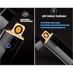 USB Rechargeable Electric Lighter Metal Windproof Flameless Tungsten Coil Touch Sensor Portable Outdoor Lighter Men Gift