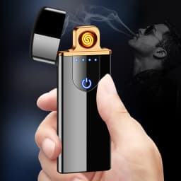 USB Rechargeable Electric Lighter Metal Windproof Flameless Tungsten Coil Touch Sensor Portable Outdoor Lighter Men Gift