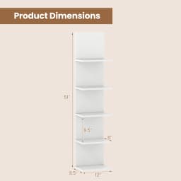 5-Tier Wall Shelves Vertical Floating Storage Shelf Unit Wall-Mounted Organizer