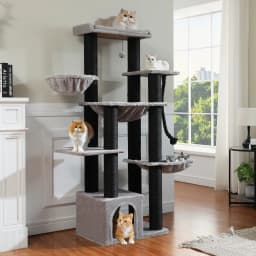 Large Cat Tree with 7 Thick Sisal Scratching Posts Big Hammocks Tall Cat Tower for Indoor Cats Large Adult with Spacious Condo