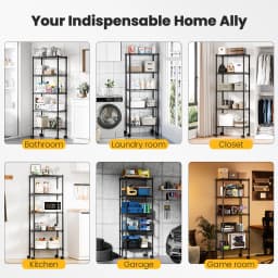 JHK 3-5 Tier Grid Storage Bookshelf with Lockable Wheels Mobile Metallic Shelving Rack Heavy Duty Standing Shelf for Home