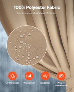 SucceBuy Gazebo Curtains 4-Panel Sidewall Gazebo Privacy Curtains with Zippers Universal Sunshade Curtains Replacement for Patio