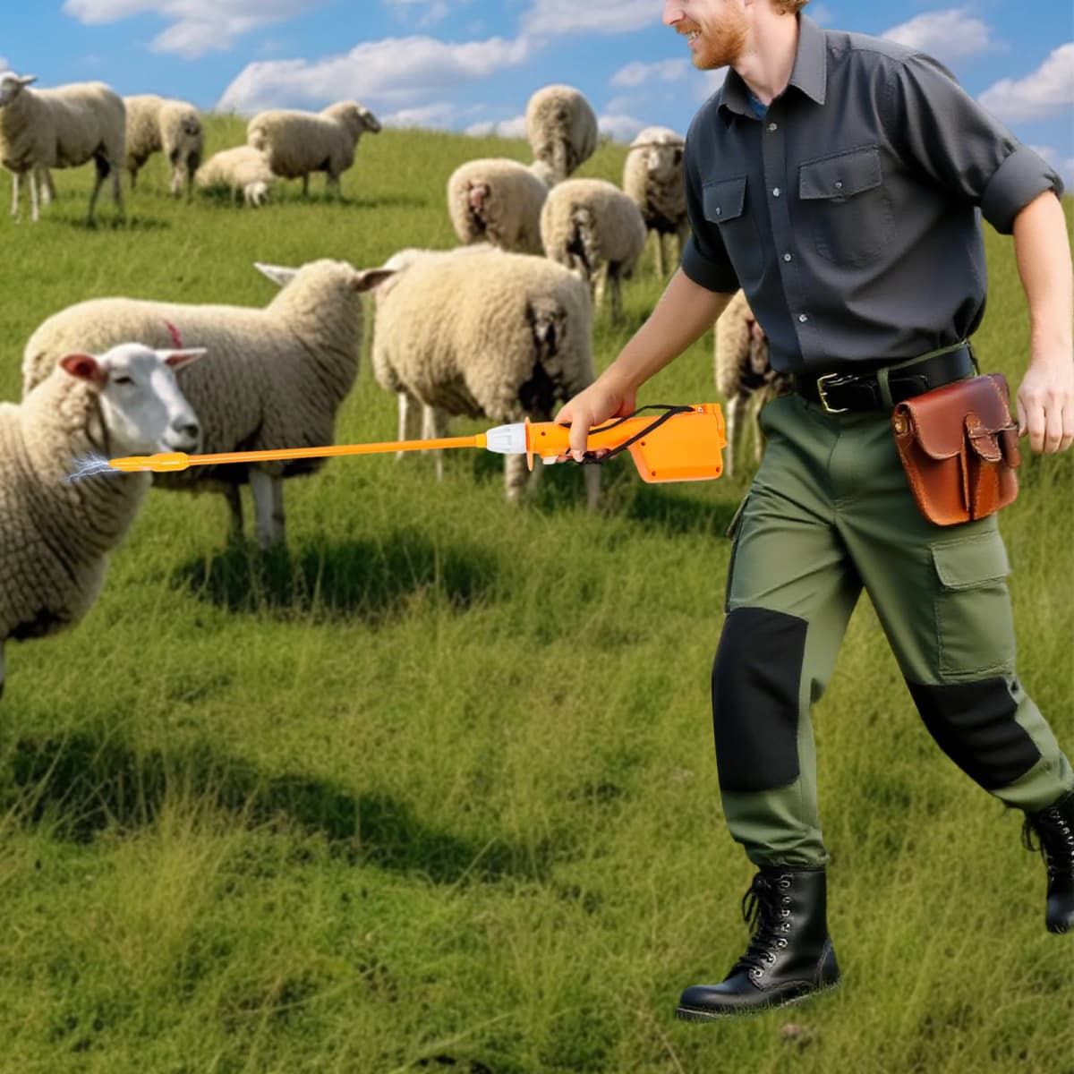 31.5in Cattle Prod Stick Animal Repellent Electric Rechargeable Livestock Prod Herding Tool for Cattle Sheep Horse Donkey