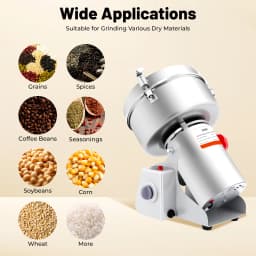 2500G 4500W High Power Grain Mill, Swing Spice Grinders, 304 Stainless Steel Grain Spices Mill, Medicine Wheat Mixer,Grinder Coffee Beans Machine for Homes, Clinics, Hospitals, Pharmacies