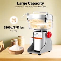 2500G 4500W High Power Grain Mill, Swing Spice Grinders, 304 Stainless Steel Grain Spices Mill, Medicine Wheat Mixer,Grinder Coffee Beans Machine for Homes, Clinics, Hospitals, Pharmacies