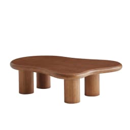 48 Inch Cloud Coffee Table, Modern Walnut Coffee Table for Living Room, Large Wood Coffee Side Table with Irregular, Customized