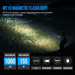 Trustfire MT10 1000 Lumens Mini Flashlight USB-C Charging Portable Rechargeable Lamp 16340 Torch with Magnet Fishing Accessories
