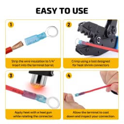 112pcs Heat Shrink Ring Terminals Electrical Wire Connectors M5/M6/M8/M10 Waterproof Auto Marine Electrical Crimp Wire Terminals