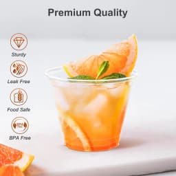 100 Pack Clear Plastic Cups, 9 oz Sturdy & Food Safe Disposable for Wine Cocktail Punch