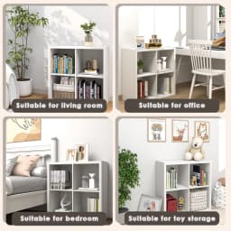 2026 Wooden Thick Frame 4 Cube Storage Organizer Shelf with Anti-Tipping Kits, Reversible Open Back, Horizontal & Vertical Dual-Use. Ideal for Home, Office, Bedroom, Kitchen and Living Room (White, Chocolate Black, Light Coffee, 11 Inch)
