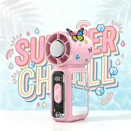 Portable Ice Cooling Fan,Handheld Neck Mini Fan With Makeup Mirror,5000mAh 13H Long Lasting,199 Speed Adjustable,LED Flashlight&SOS Light,Type-C Rechargeable Ultra Quiet Fan For Camping Outdoor Work Travel Dorm Truck,Gift Use,Random Cat/Butterfly Sticker