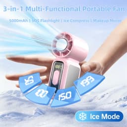 Portable Ice Cooling Fan,Handheld Neck Mini Fan With Makeup Mirror,5000mAh 13H Long Lasting,199 Speed Adjustable,LED Flashlight&SOS Light,Type-C Rechargeable Ultra Quiet Fan For Camping Outdoor Work Travel Dorm Truck,Gift Use,Random Cat/Butterfly Sticker