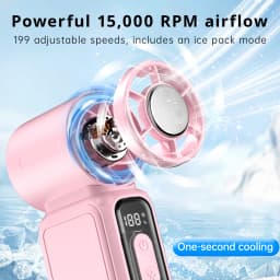 Portable Ice Cooling Fan,Handheld Neck Mini Fan With Makeup Mirror,5000mAh 13H Long Lasting,199 Speed Adjustable,LED Flashlight&SOS Light,Type-C Rechargeable Ultra Quiet Fan For Camping Outdoor Work Travel Dorm Truck,Gift Use,Random Cat/Butterfly Sticker