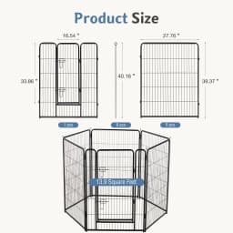 JHK 6 Panels Metal Dog Playpen Pet Fence 24 Inch to 40 Inch Foldable Large Dog Puppy Exercise for Yard Gate Camping Outdoor