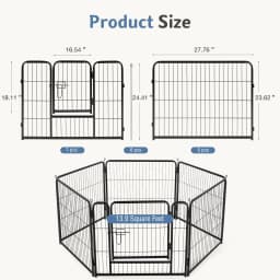 JHK 6 Panels Metal Dog Playpen Pet Fence 24 Inch to 40 Inch Foldable Large Dog Puppy Exercise for Yard Gate Camping Outdoor