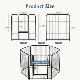 JHK 6 Panels Metal Dog Playpen Pet Fence 24 Inch to 40 Inch Foldable Large Dog Puppy Exercise for Yard Gate Camping Outdoor