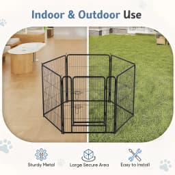 JHK 6 Panels Metal Dog Playpen Pet Fence 24 Inch to 40 Inch Foldable Large Dog Puppy Exercise for Yard Gate Camping Outdoor