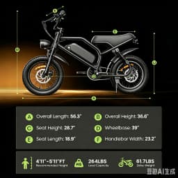 Spacewalk 16" Electric Bike for Adults/Teens, Peak 1500W & 65 Miles Long Range, 48V 15.6Ah Battery, Up to 28Mph, Full Suspension Fat Tire All-Terrain EBike on Mountains,Snow,Sand