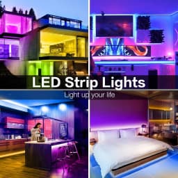 200FT RGB LED Strips Light, with 44-key Remote Control and App Control, Color-hanging LED Strips Set, RGB Music Synchronous Lighting, Suitable for Rooms, Home Decoration