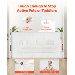 SucceBuy Retractable Baby Gate with Security Lock Walk Through Without Tripping Mesh Dog Gate for Stairs Hallways Indoor/Outdoor